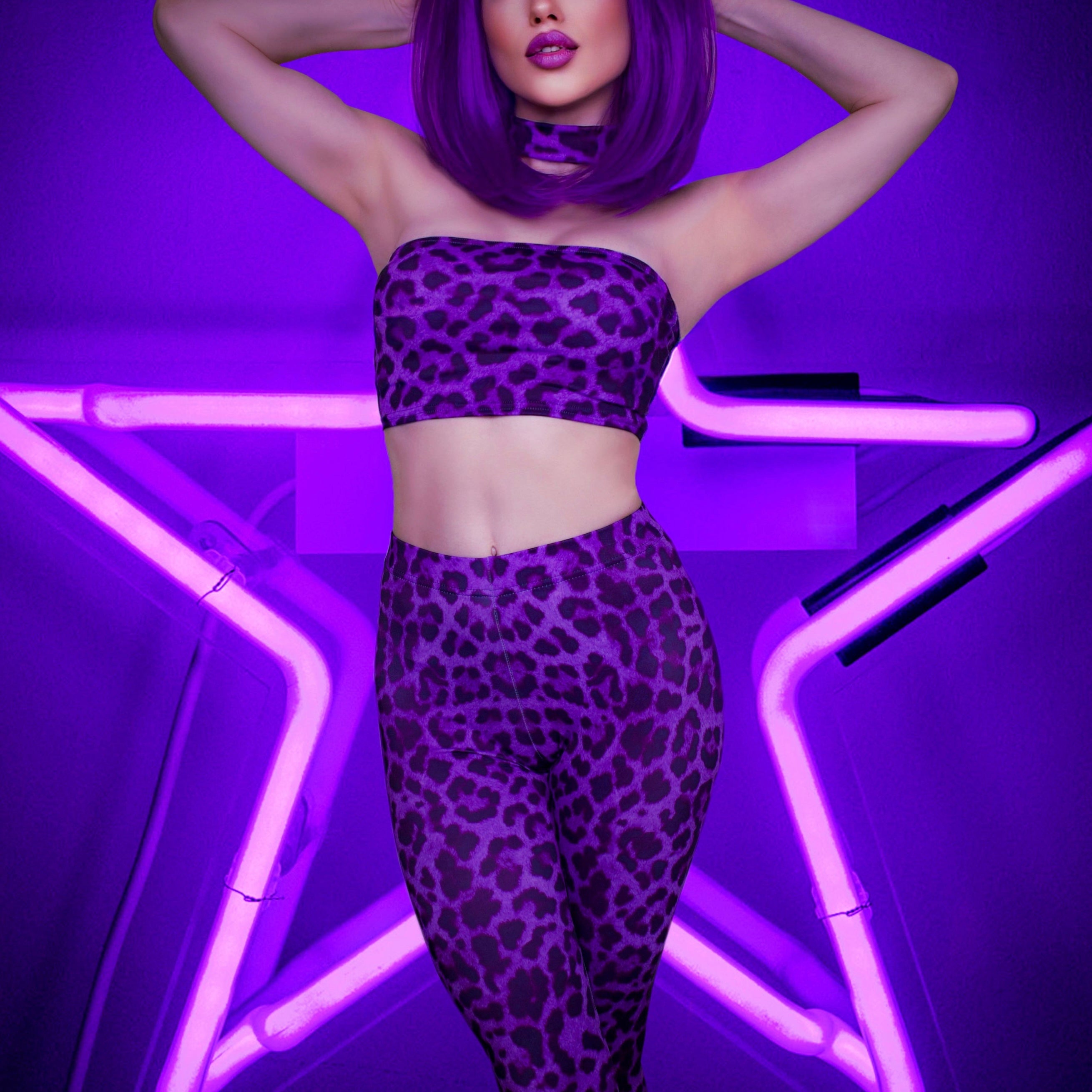 Super cute purple leopard print matching co-ord set to wear this summer