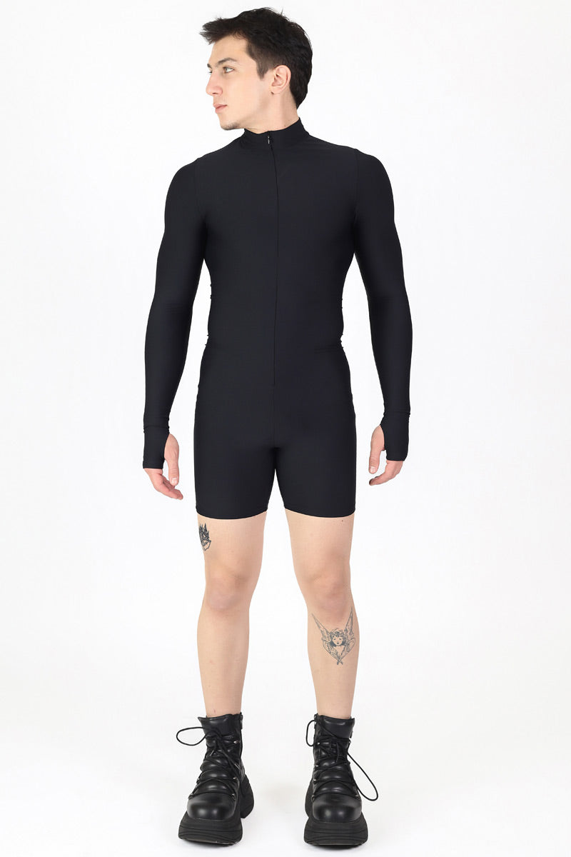 Deep Black Men's Romper Front View