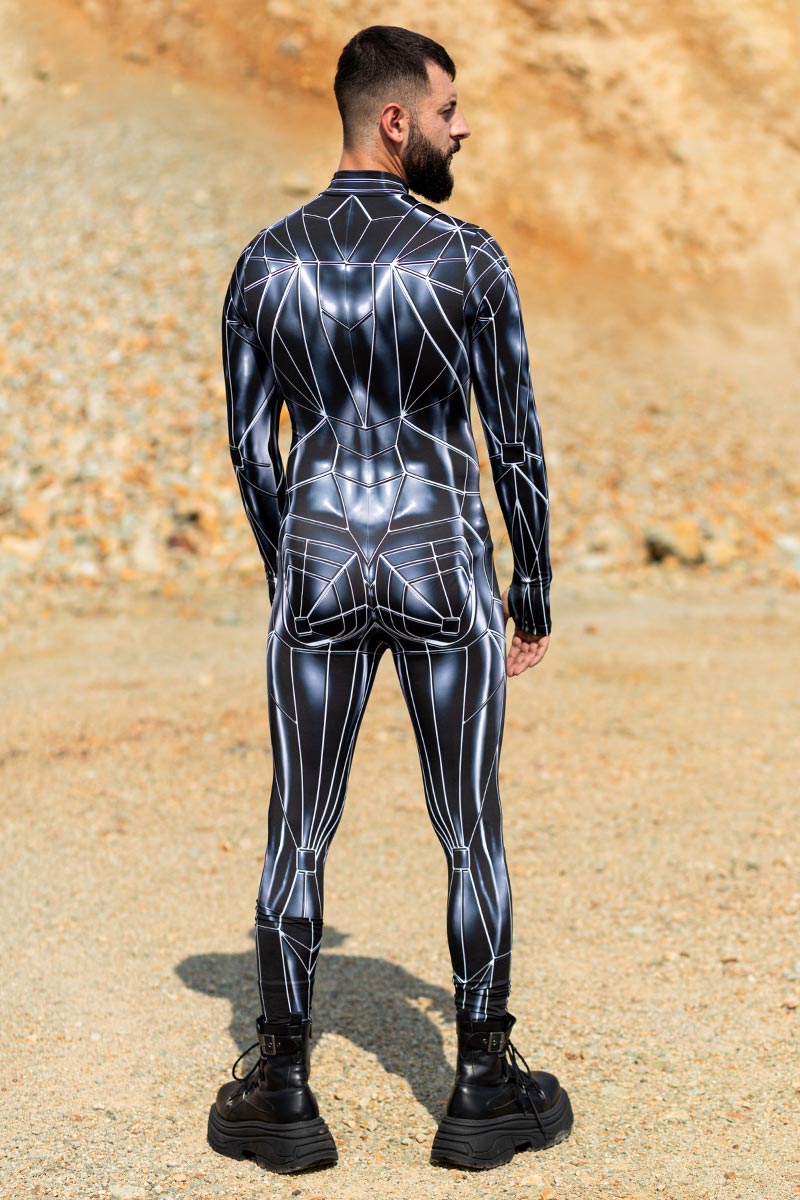 Black Mirror Men Rave Costume Back View