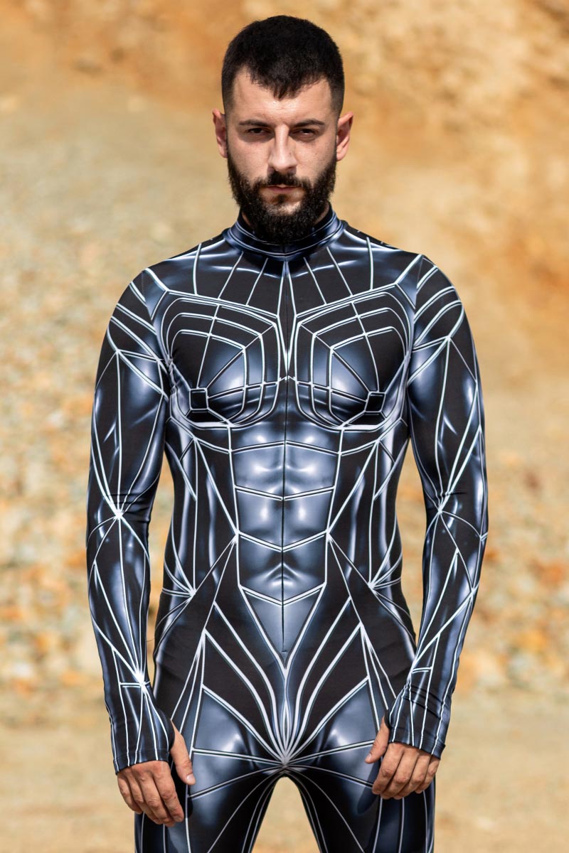 Black Mirror Men Rave Costume Close View