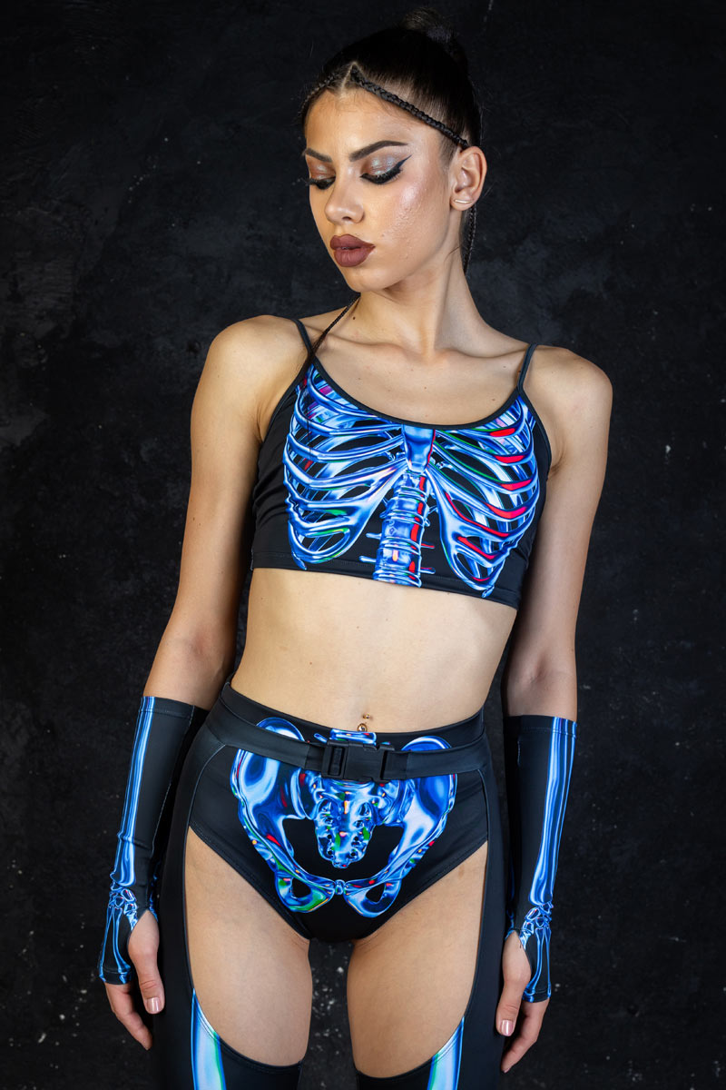 Blue Sapphire Skeleton Booty Shorts