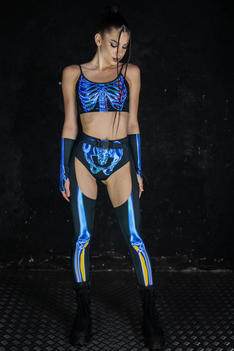 Blue Sapphire Skeleton Chaps Pants Full View