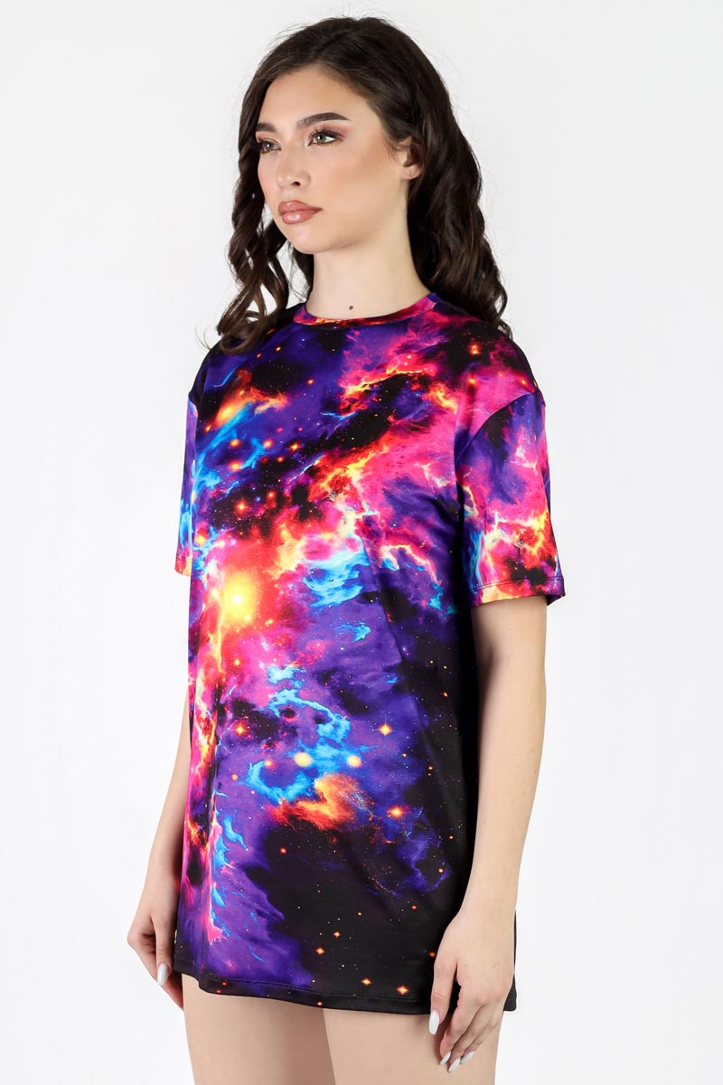 Bursting Galaxy Oversized Tee Side View