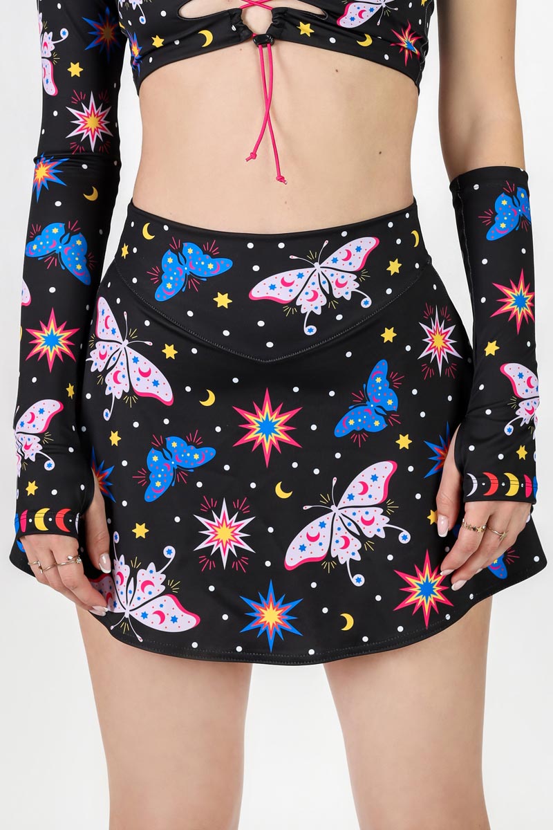 Celestial Flutter High Waisted Skort Close View