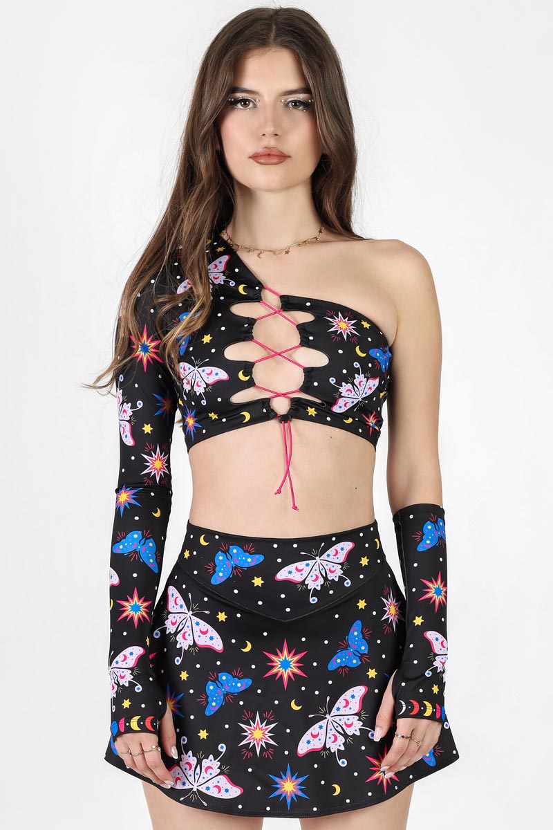 Celestial Flutter High Waisted Skort Set Front View