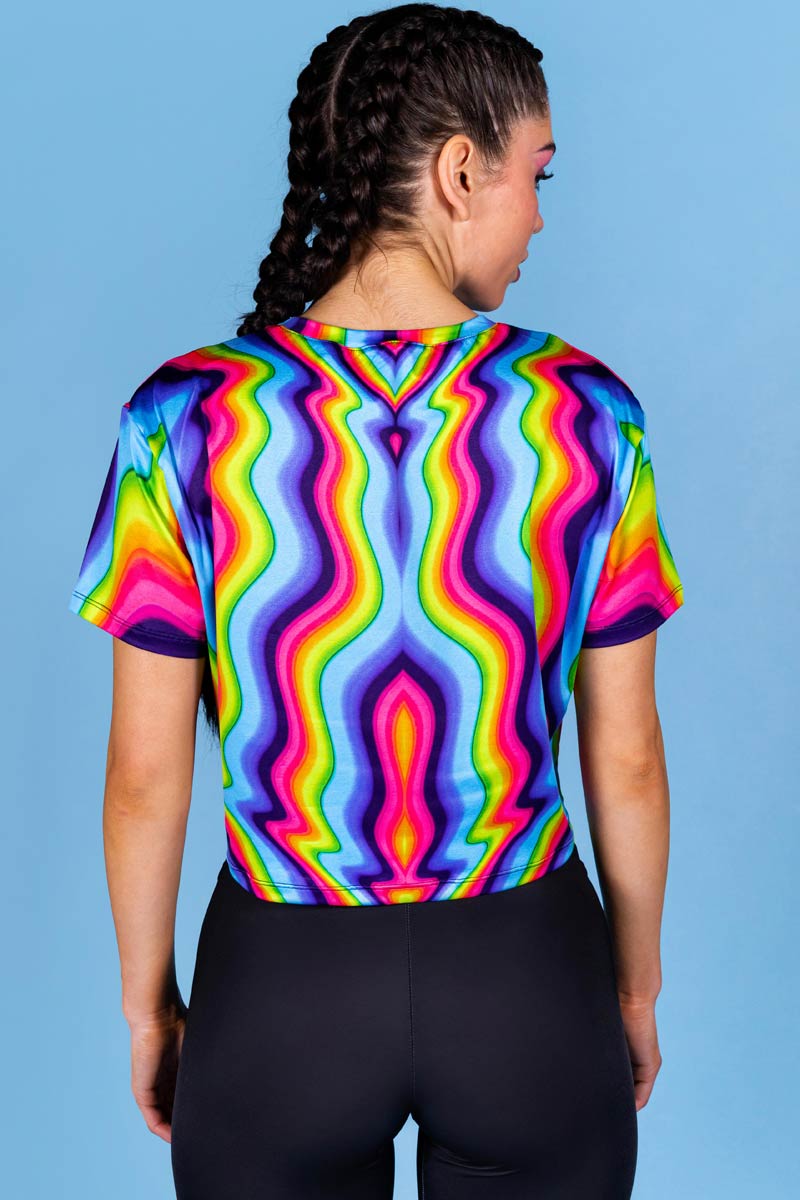 Dazzling Rainbow Cropped Tee Back View