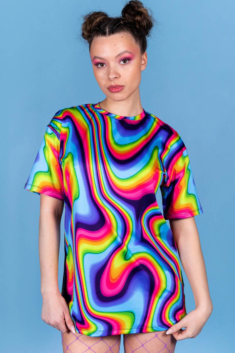 Dazzling Rainbow Oversized Tee Dress