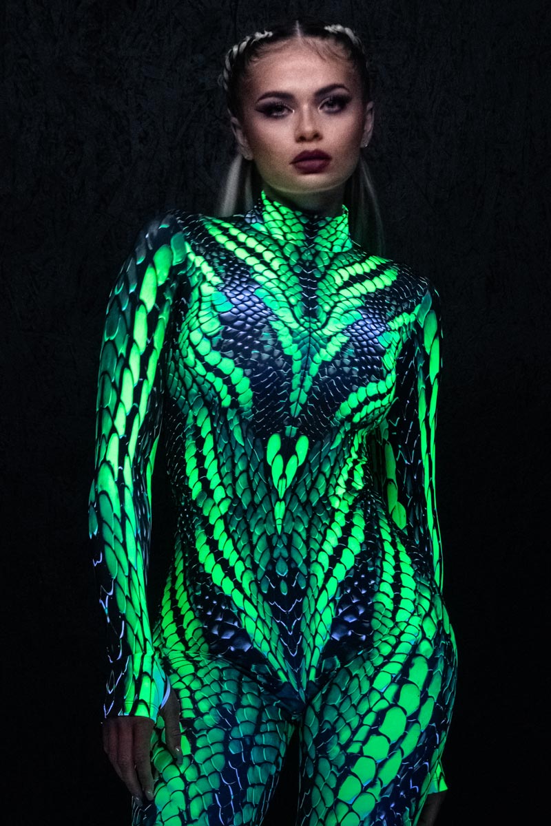 Electric Viper Costume UV Close View