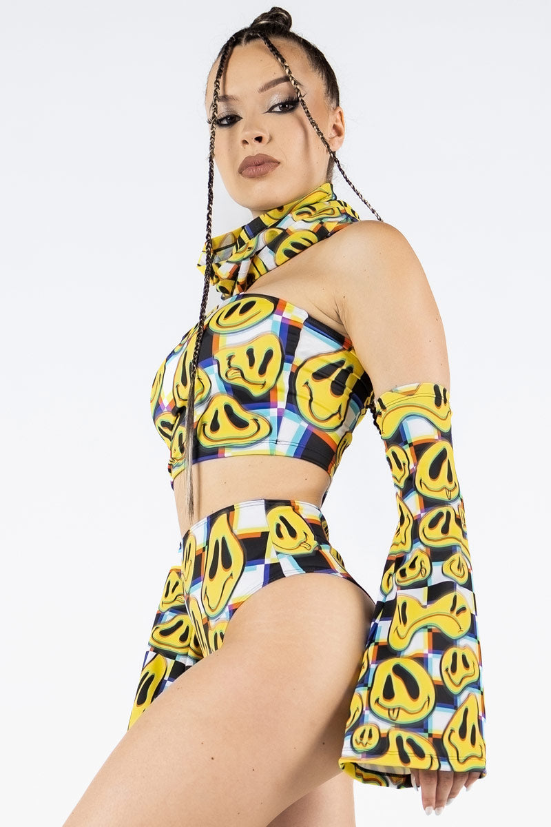 Glitchy Emojis Boob Tube Top Side View