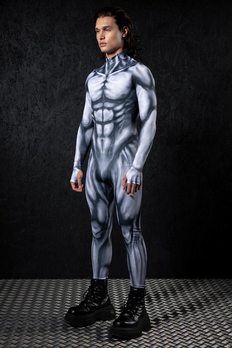 Gray Muscle Men's Costume Side View