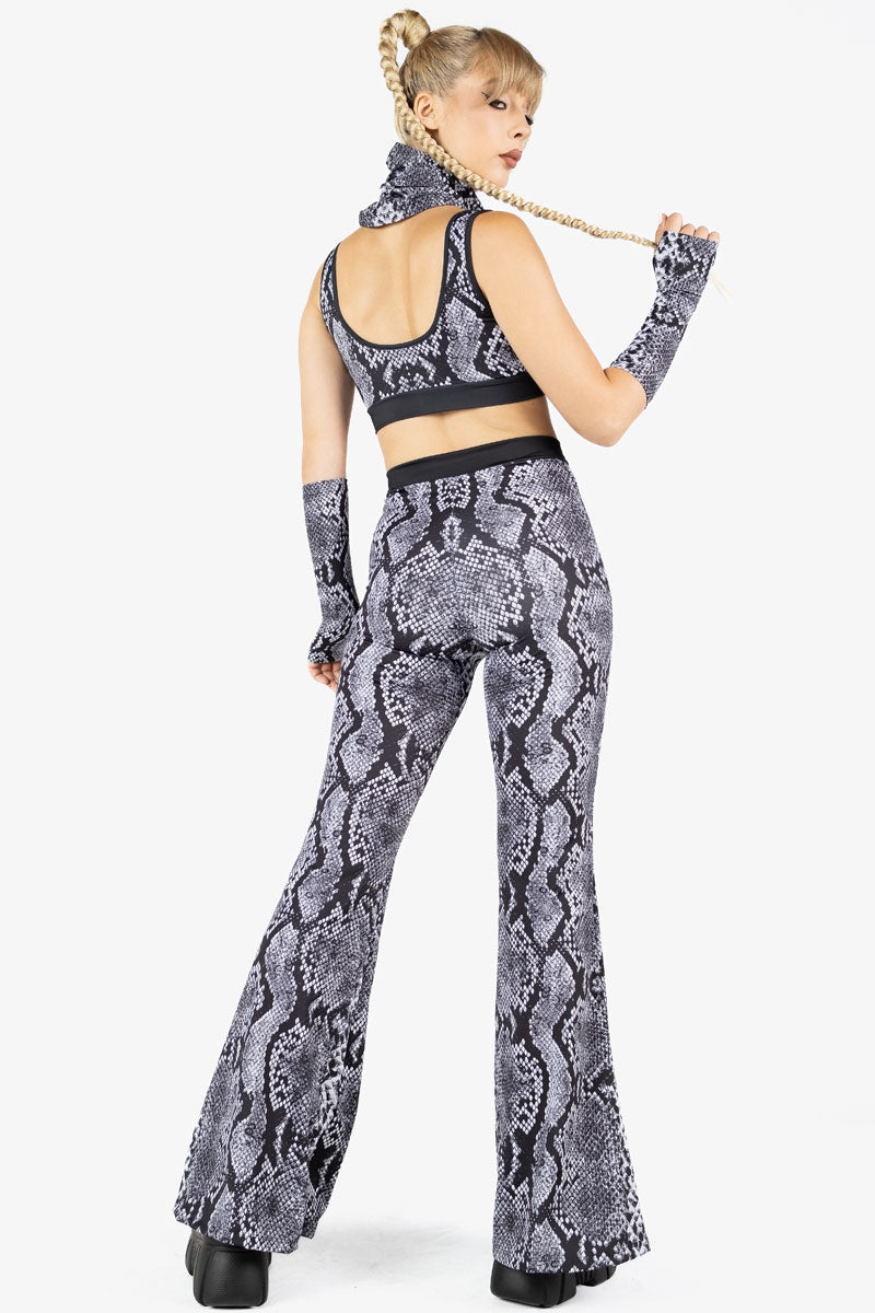 Grey Snakeskin Bell Bottoms Back View