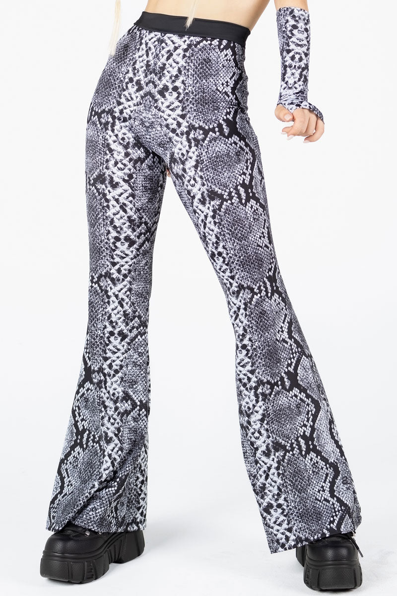 Grey Snakeskin Bell Bottoms Close View