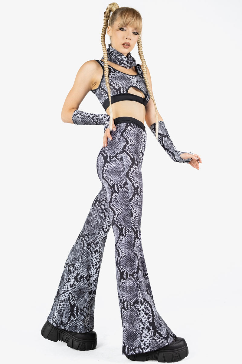 Grey Snakeskin Bell Bottoms Set Side View