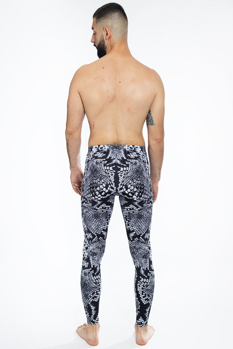 Grey Snakeskin Men Leggings Back View