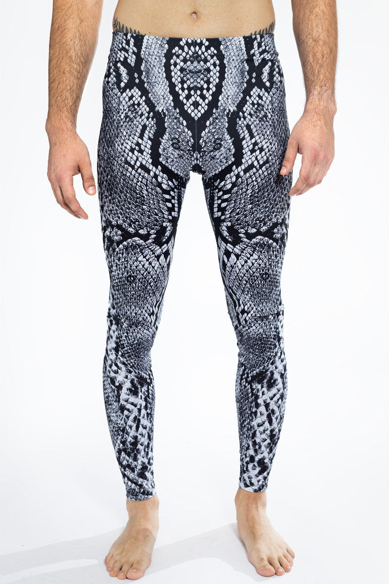 Grey Snakeskin Men Leggings Close View