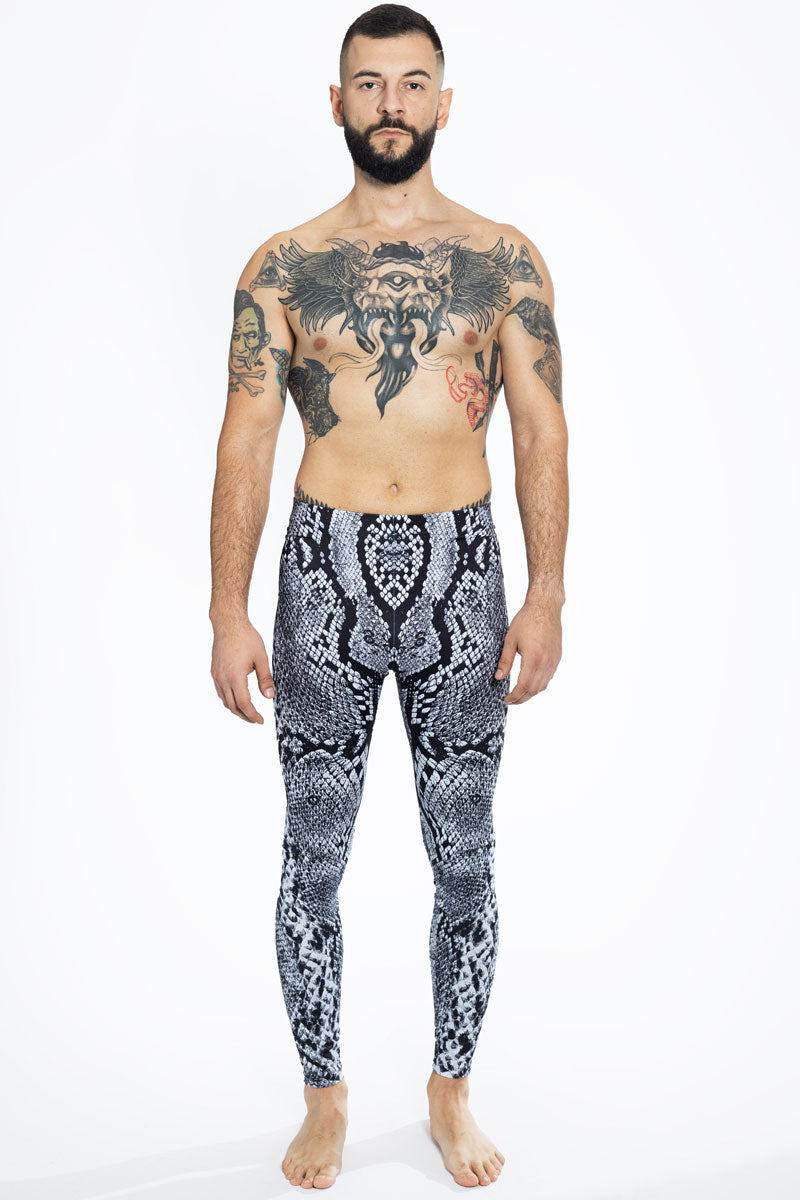 Grey Snakeskin Men Leggings Front View