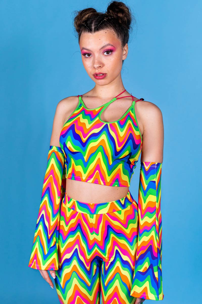 Groovy Rainbow Crop Top Close View