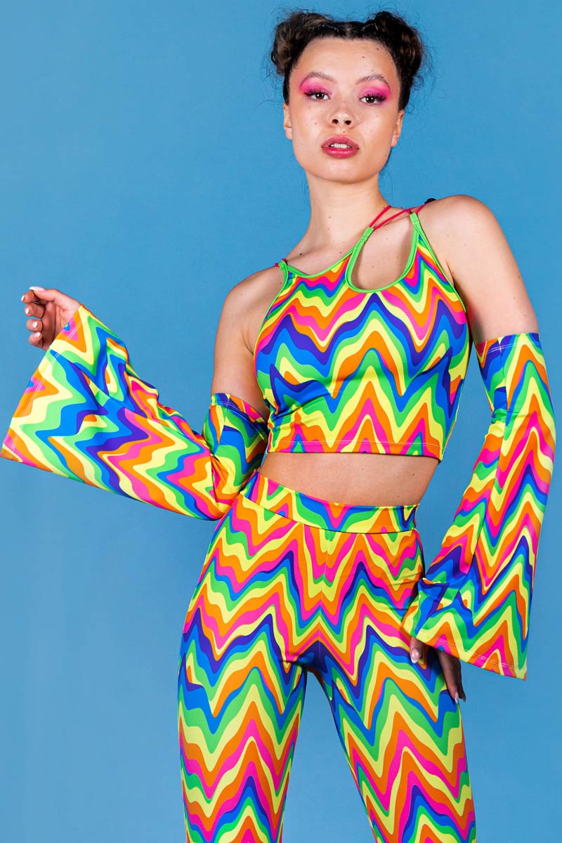 Groovy Rainbow Crop Top Front View 