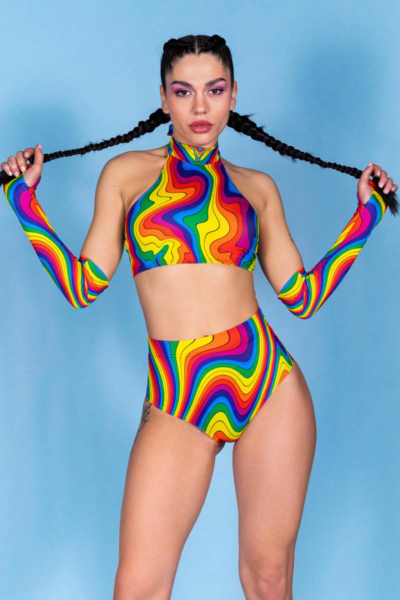 Groovy Unicorn Halter Neck Top Close View