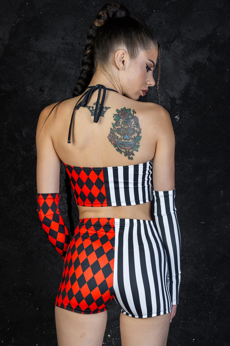 Harlequin Halter V-String Crop Top Back View