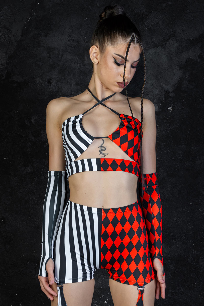 Harlequin Halter V-String Crop Top