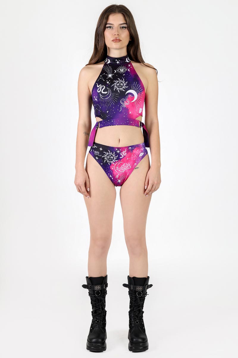 Intergalactic Charm High Cut Booty Shorts Set Full View