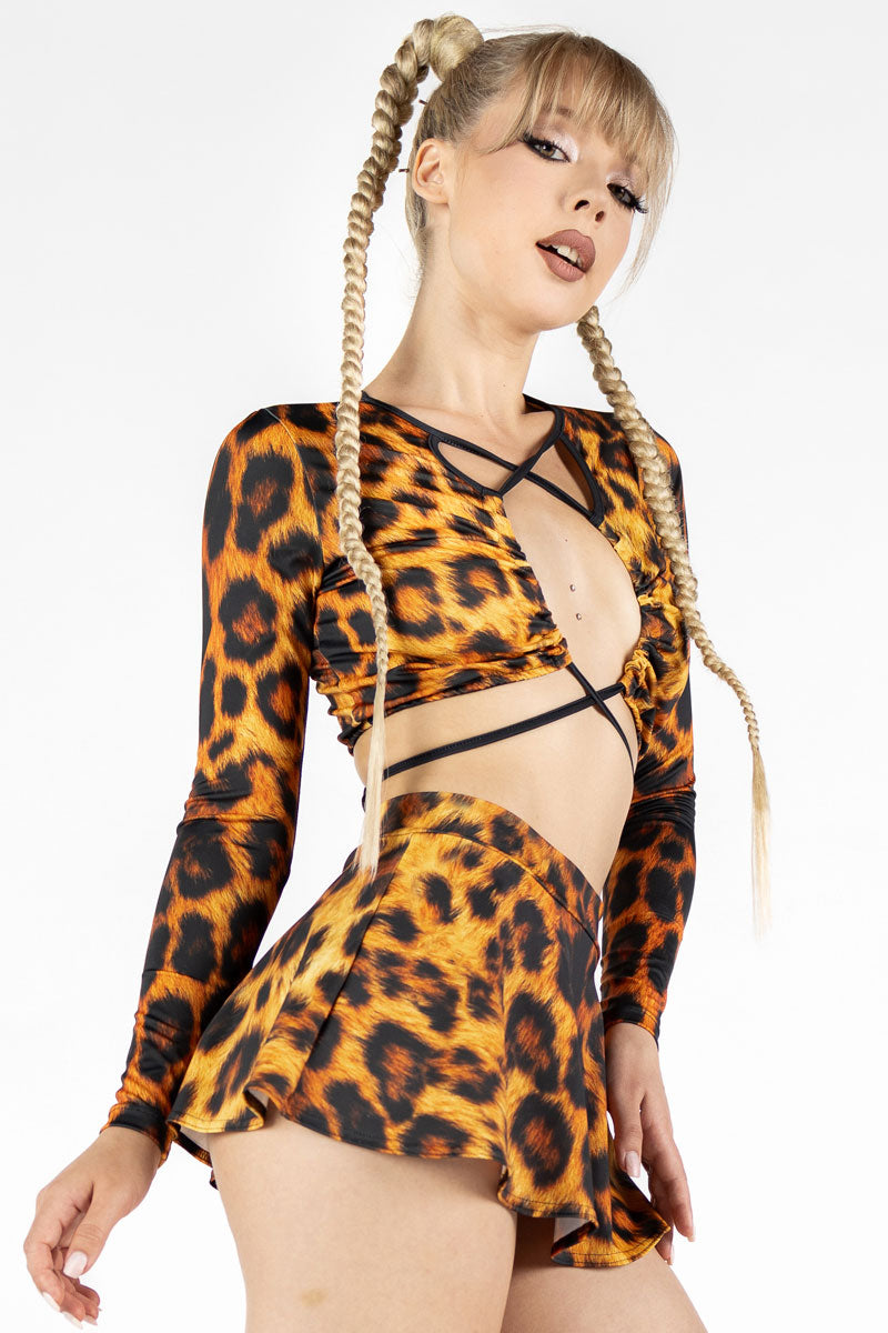 Leopard Criss Cross Crop Top Side View