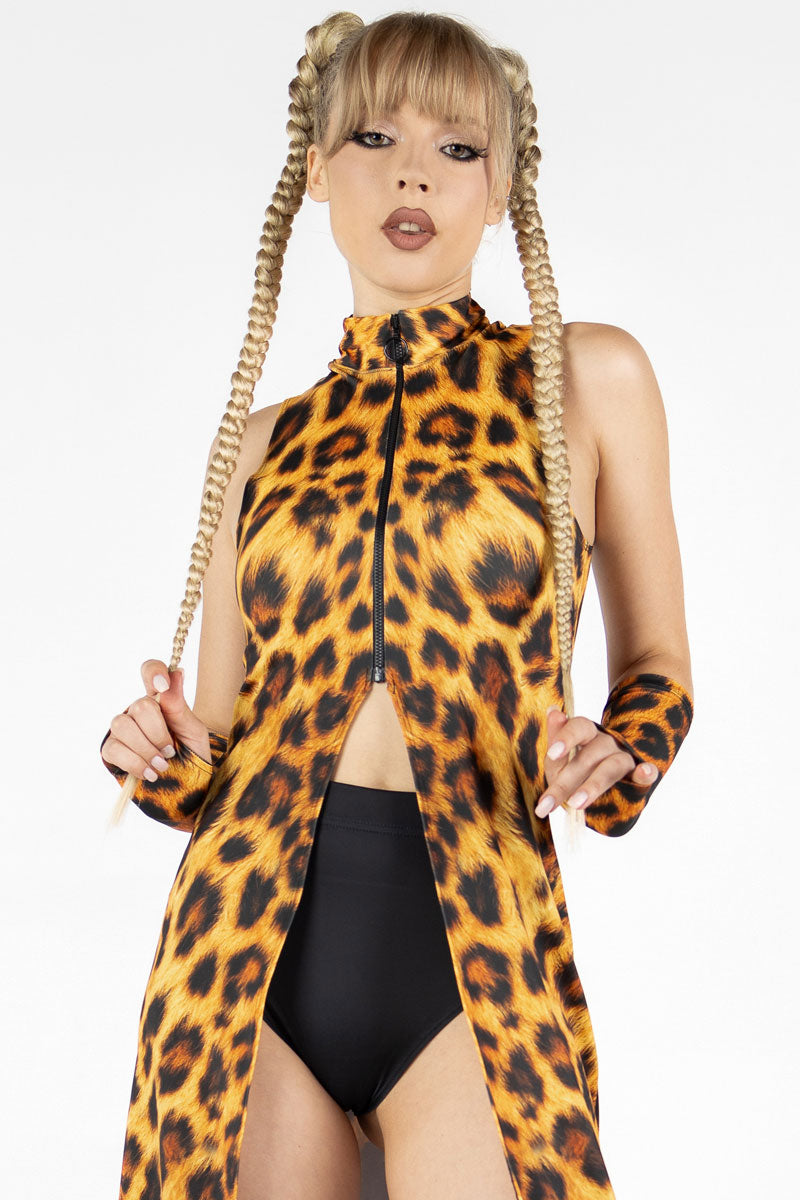 Leopard Cut Out Maxi Dress Close View