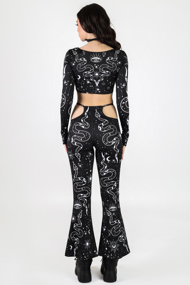 Lilith Side Cut Out Flare Pants Set Back View