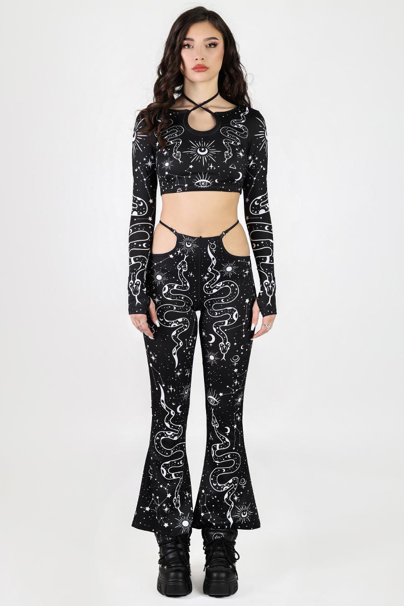 Lilith Side Cut Out Flare Pants Set Full View