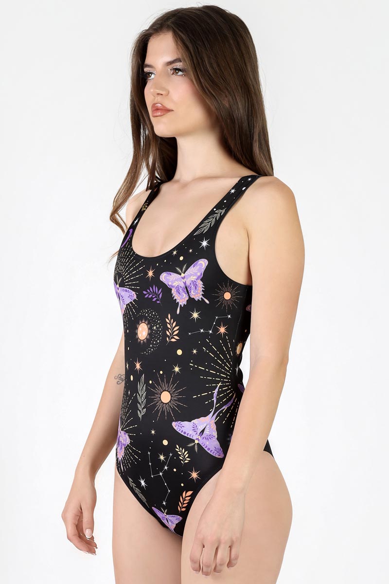 Lunar Moth One Piece Swimsuit Side View