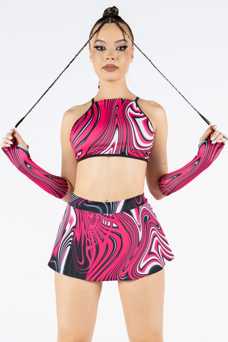 Magenta Motion O Ring Halter Neck Top Full View