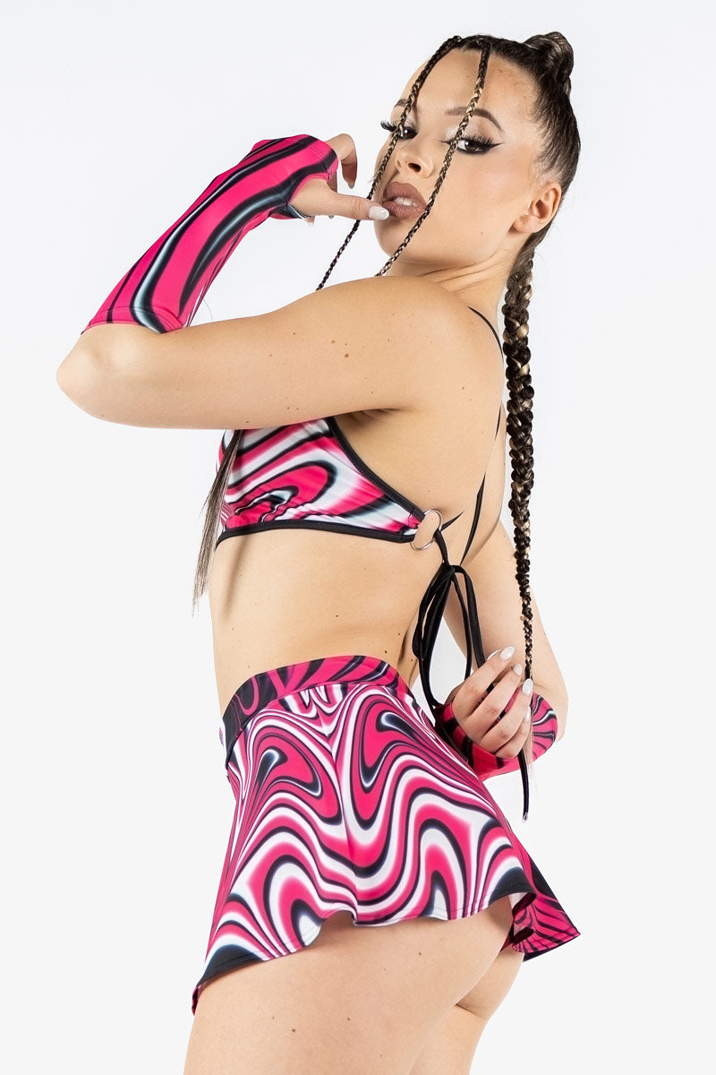 Magenta Motion O Ring Halter Neck Top Side View