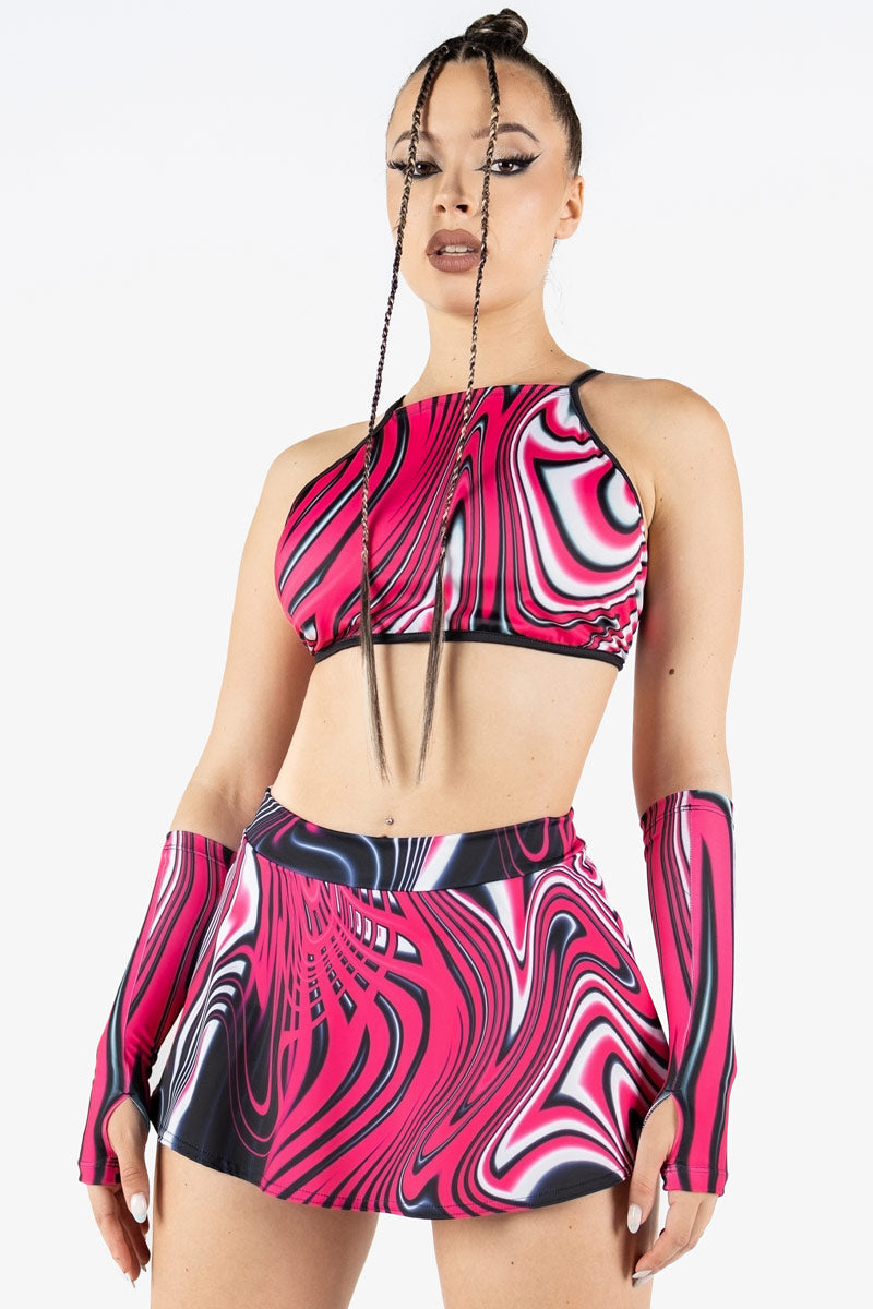 Magenta Motion Rave Mini Skirt Set Front View