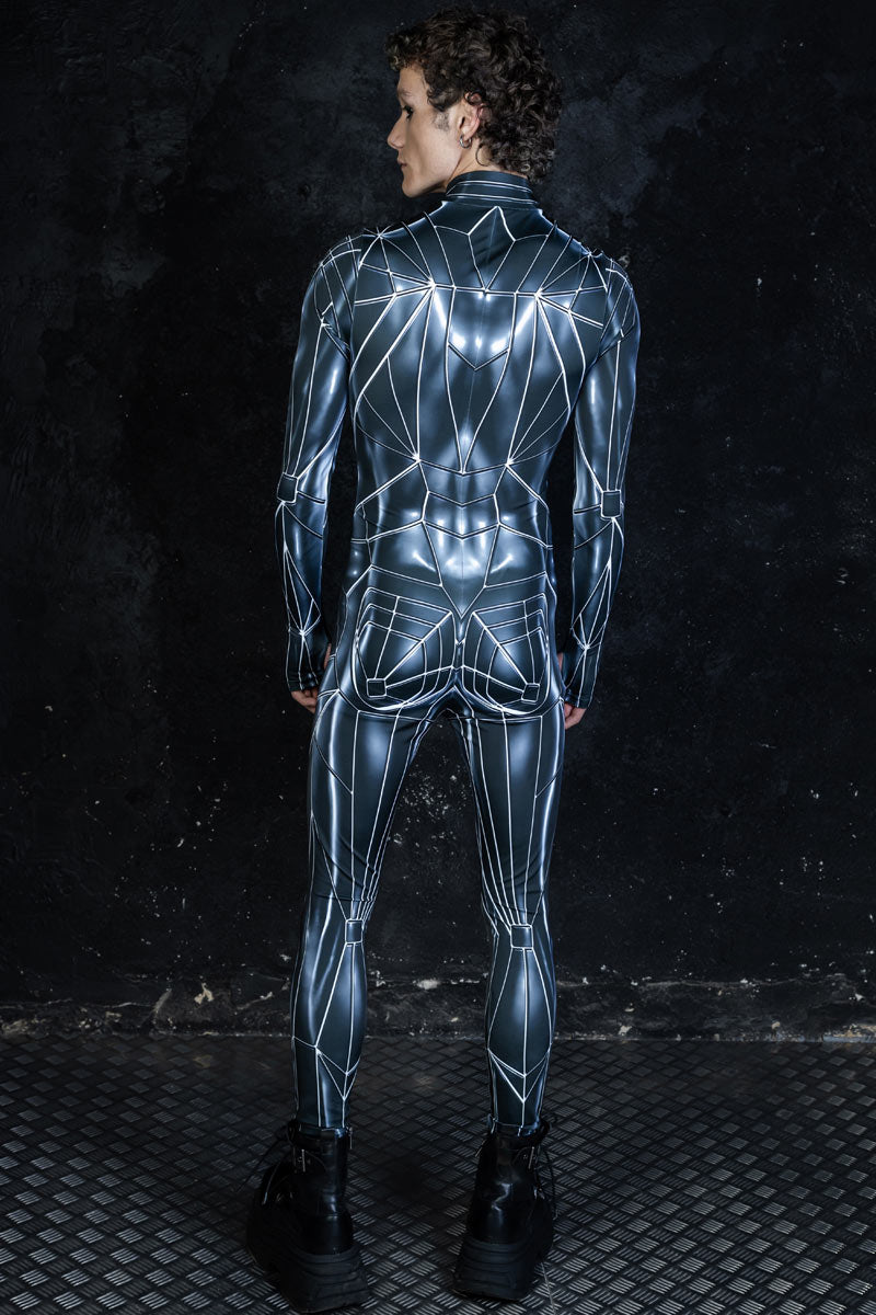 Men's Black Mirror Costume Back View