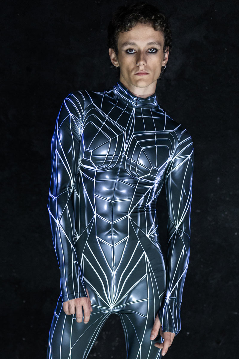 Men's Black Mirror Costume Close View