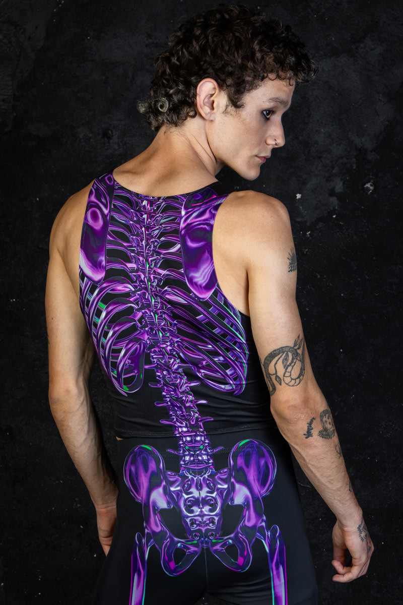 Men's Purple Skeleton Tank Top Back View