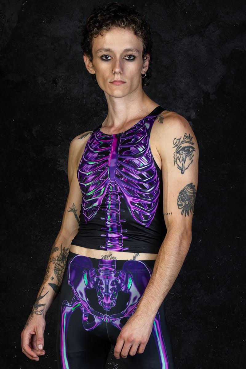 Men's Purple Skeleton Tank Top Front View