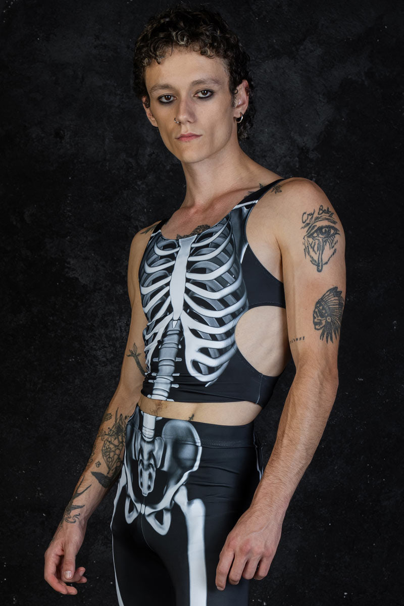 Men's Rattling Bones Cut Out Tank Top Front View