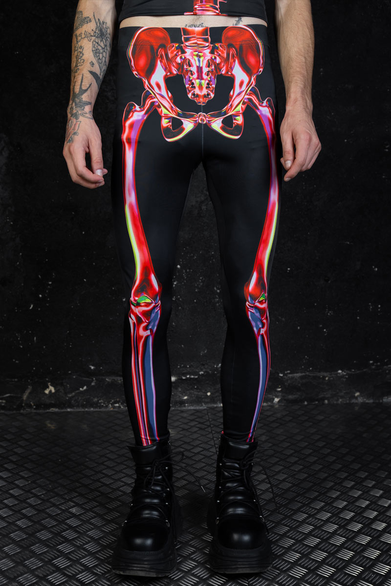 Men's Ruby Skeleton Leggings Close View