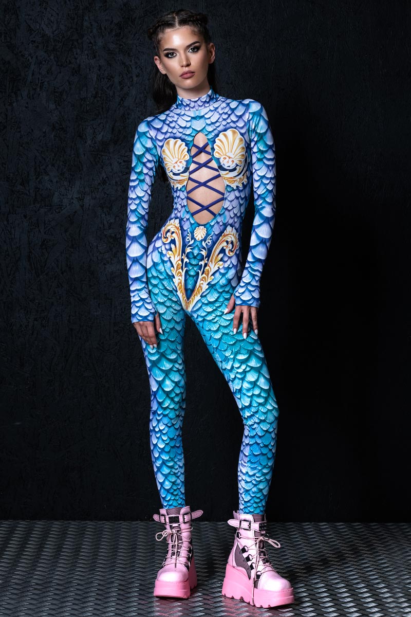 Mermaid Princess Open Front Costume Full View