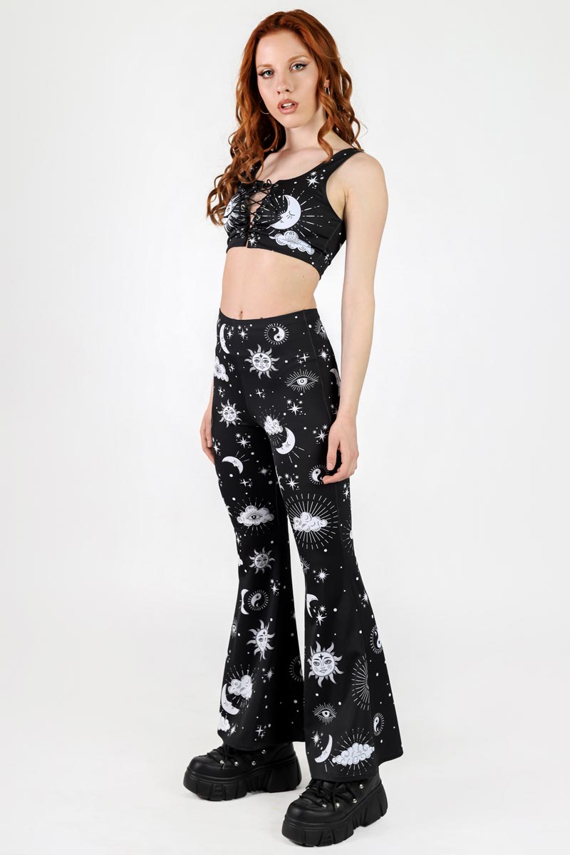 Midnight Sky High Waisted Bell Bottoms Pants Side View