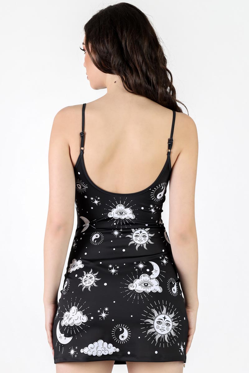 Midnight Sky Mini Strappy Dress Back View