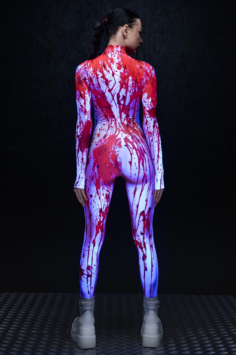 Miss Murder Open Front Costume UV Back View