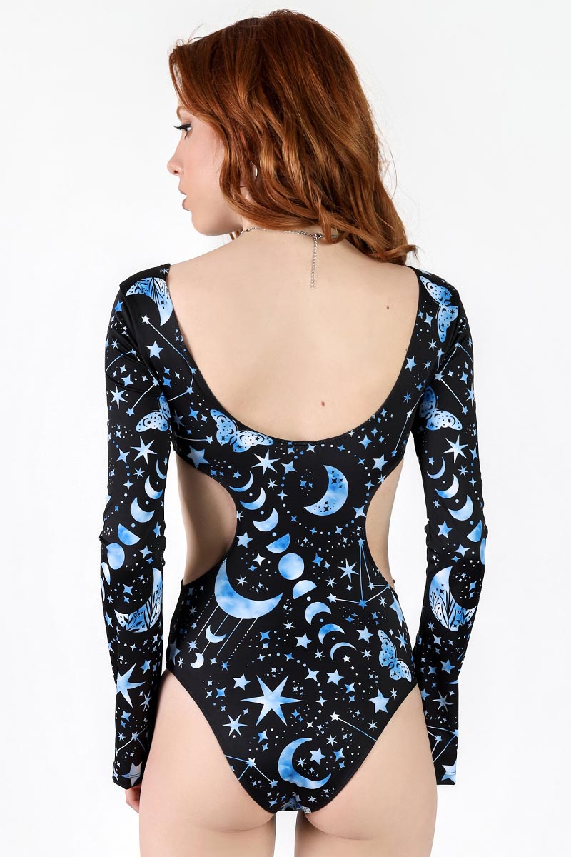 Moonlight Mystique Side Cut Out Bodysuit Back View