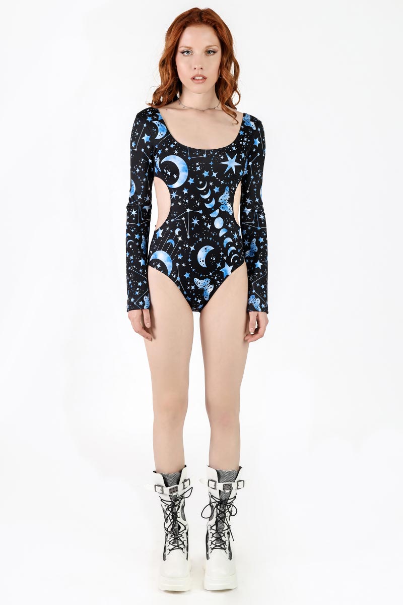 Moonlight Mystique Side Cut Out Bodysuit Full View