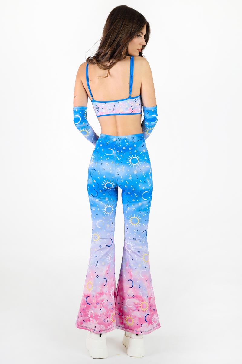 Morning Moon High Waisted Bell Bottoms Pants Back View