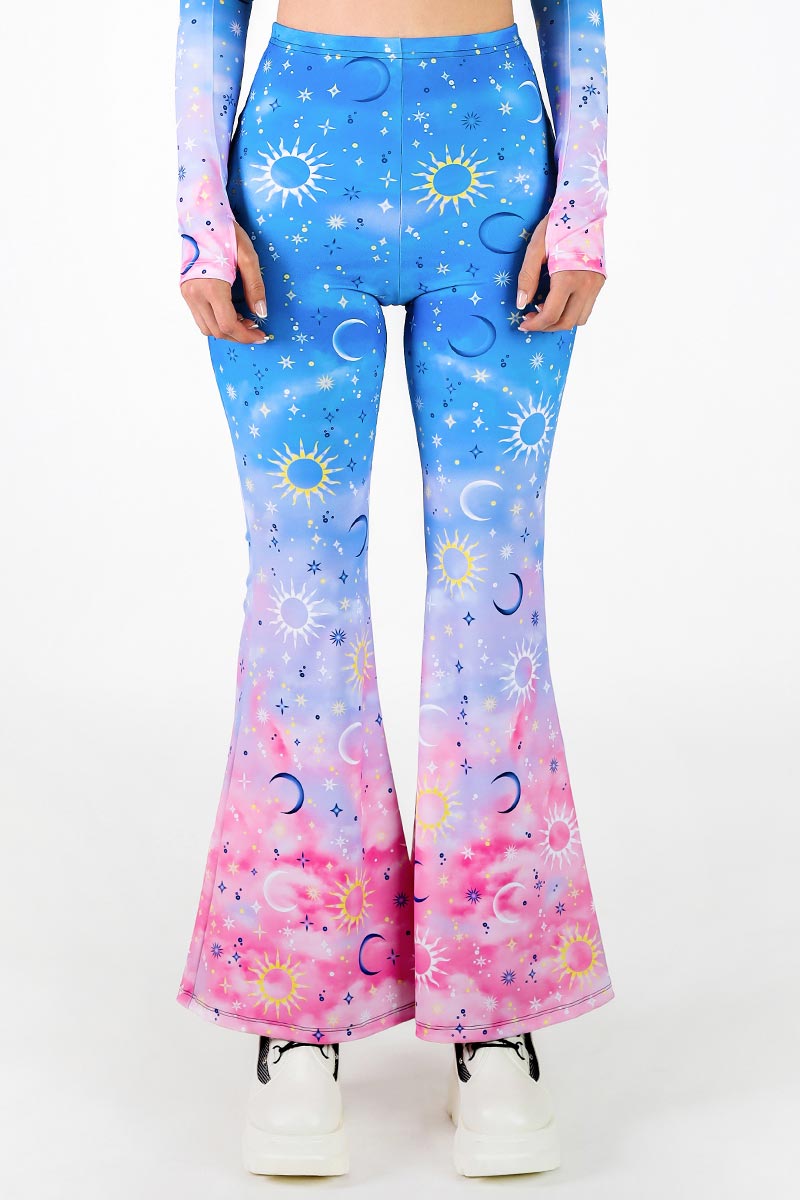 Morning Moon High Waisted Bell Bottoms Pants Close View