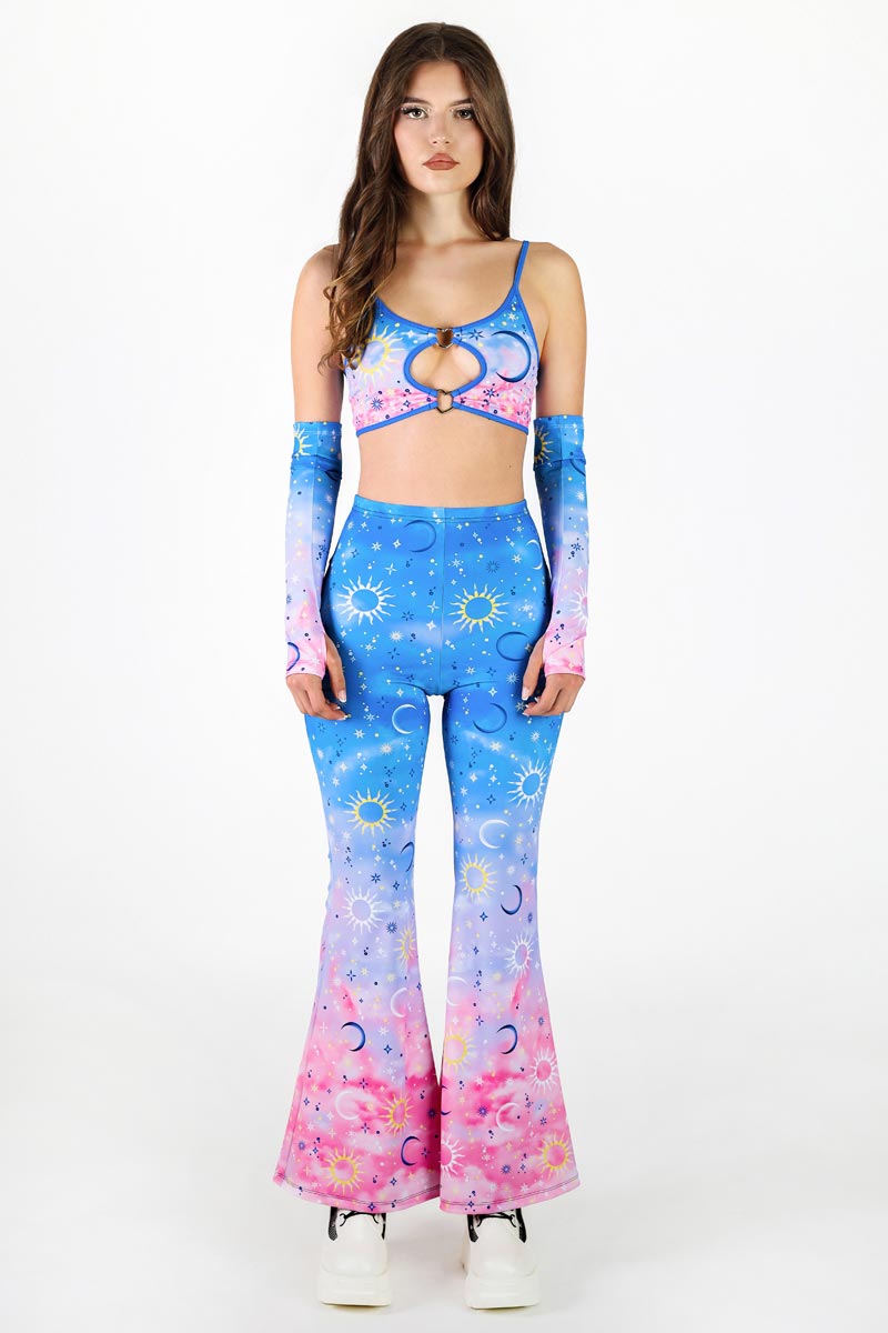 Morning Moon High Waisted Bell Bottoms Pants Front View