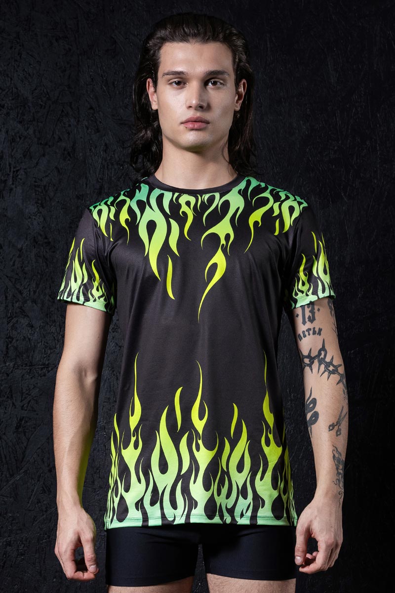 Neon Fire Dance Male Tee Front View